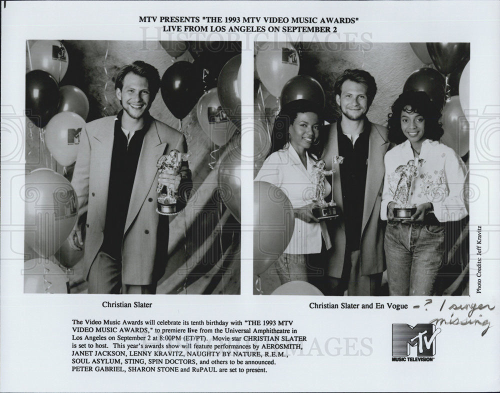 1993 Press Photo Christian Slater En Vogue Musicians - Historic Images