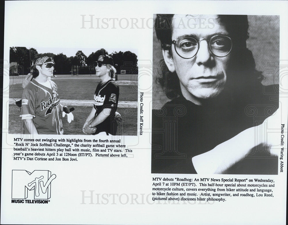 Press Photo Dan Cortese TV Host Jon Bon Jovi Musician Lou Reed MTV Rock N' Jock - Historic Images