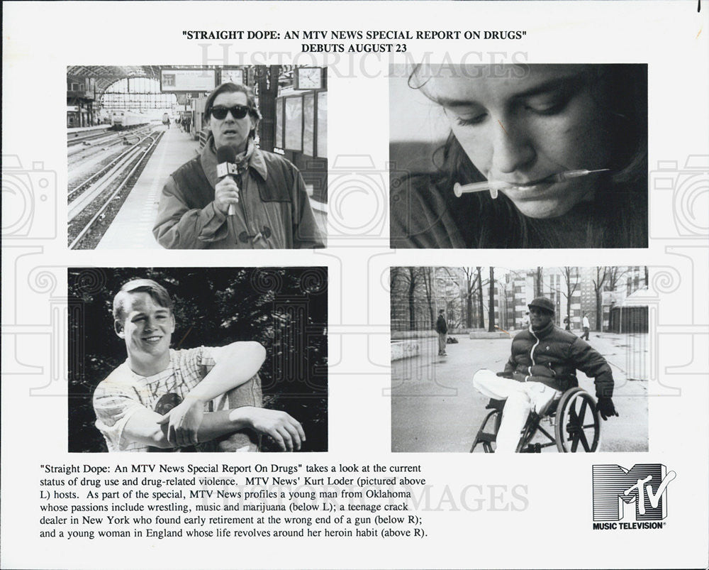 Press Photo Straight Dope: Mtv news special report on Drugs Kurt Loder - Historic Images