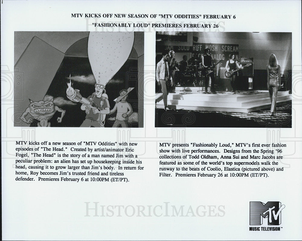 Press Photo Scene Eric Fogel&#39;s Head MTV Elastica Musicial Group Performs - Historic Images