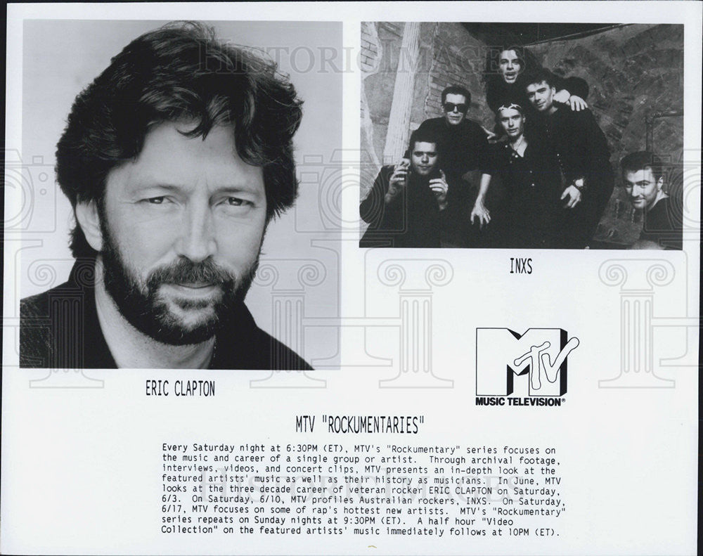 Press Photo Eric Clapton Singer MTV Rockumentaries INXS Rock Band Feature - Historic Images