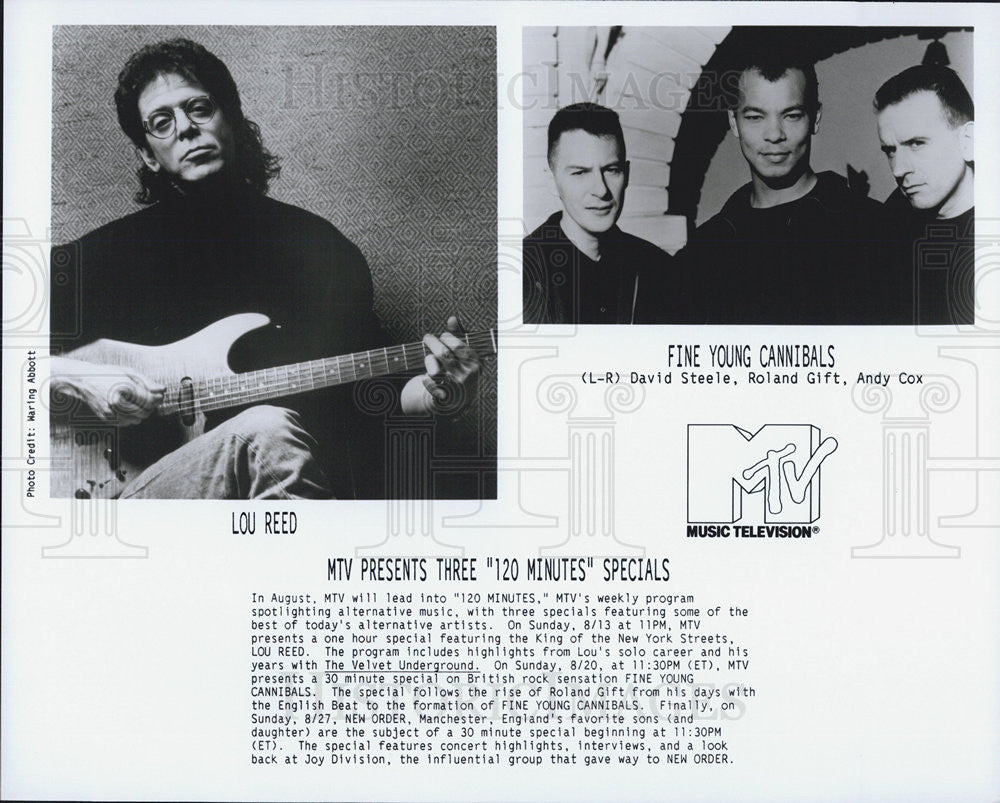 Press Photo Lou Reed &amp; Fine Young Cannibals David Steele, Roland Gift &amp; Andy Cox - Historic Images