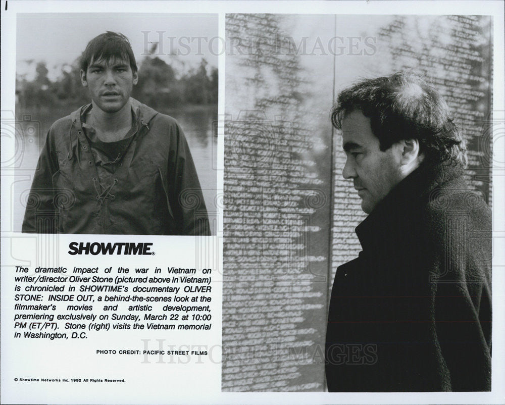 1992 Press Photo Oliver Stone Inside Out Documentary Scenes Vietnam Memorial - Historic Images