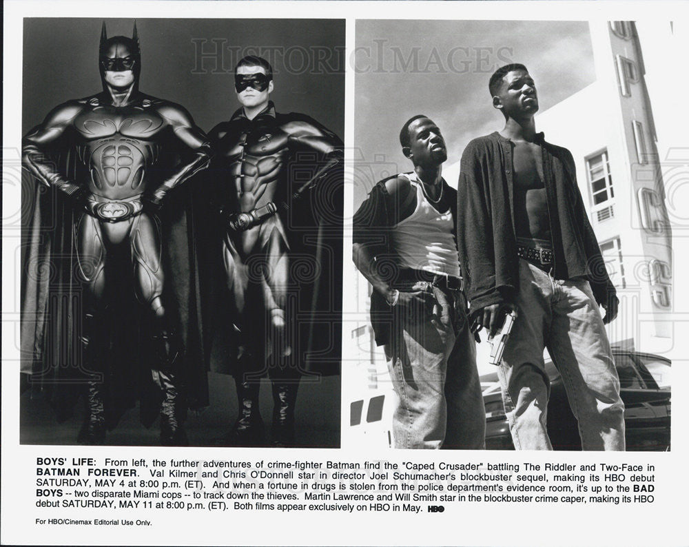 Press Photo Val Knimer Chris O'Donnell Martin Lawrence Will Smith Actors Batman - Historic Images