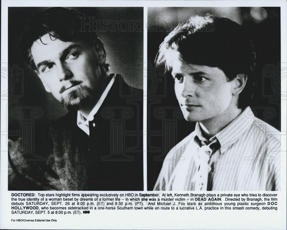 Press Photo Kenneth Branagh Michael J. Fox Actors Dead Again D O C Hollywood - Historic Images
