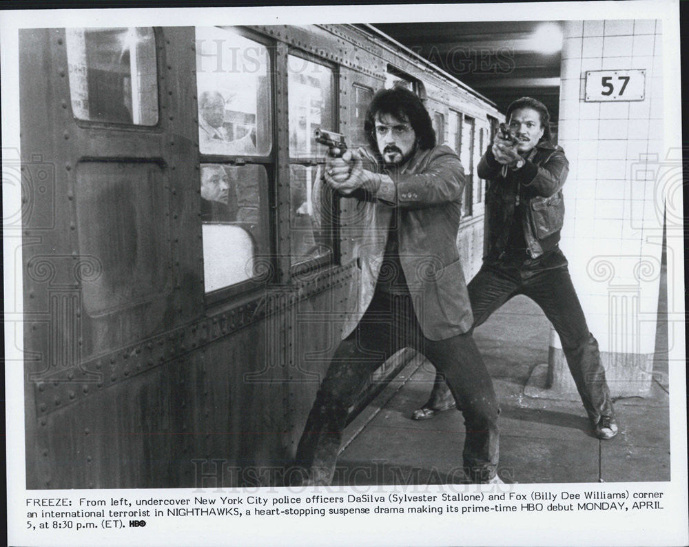 Press Photo Sylvester Stallone Actor Billy Dee Williams Nighthawks Action Film - Historic Images
