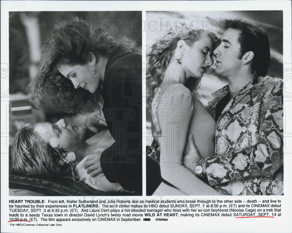 Press Photo Keifer Sutherland Julia Roberts Flatliners Nicholas Cage Laura Dern - Historic Images