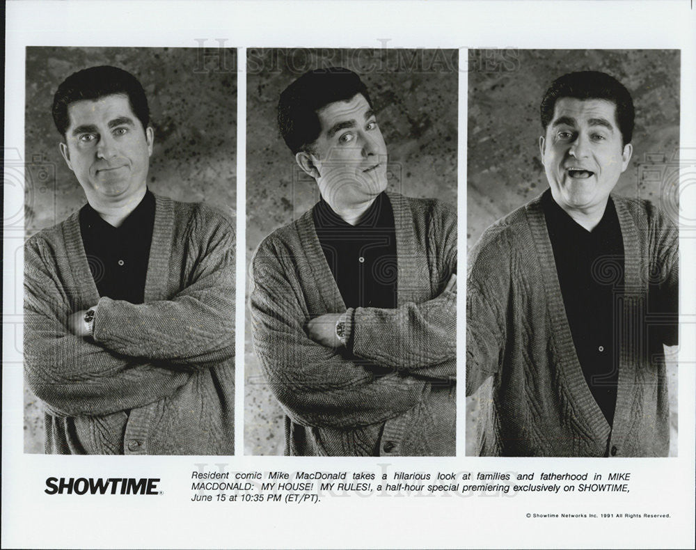 1991 Press Photo Mike MacDonald Comedian My House My Rules Showtime Special - Historic Images