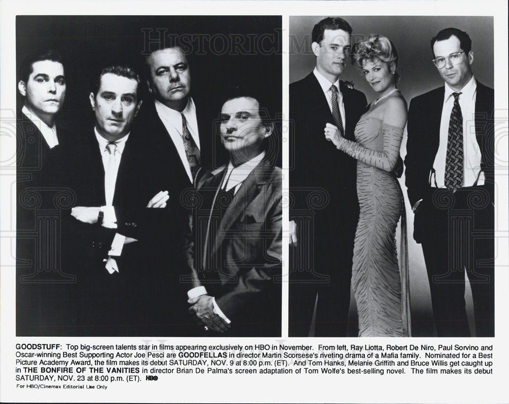 Press Photo Ray Liotta Robert De Niro Paul Sorvino Joe Pesci Tom Hanks - Historic Images