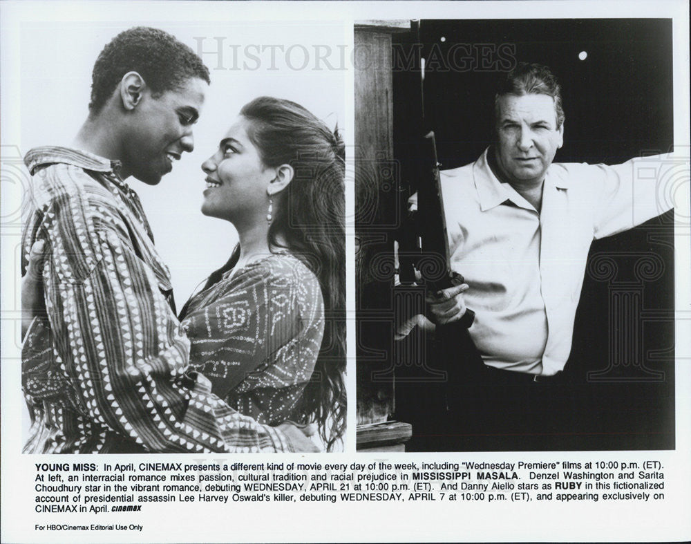 Press Photo Denzel Washington &amp; Sarita Choudhury &amp; Danny Aiello - Historic Images