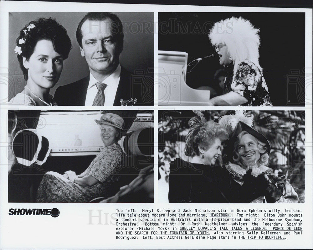 Press Photo Meryl Streep Jack Nicholson Actors Heartburn Elton John Musician Dr. - Historic Images