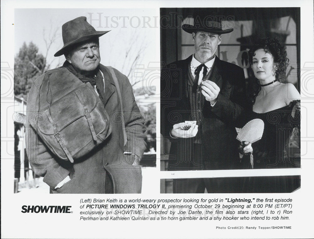 Press Photo Brian Keith Ron Perlman Kathleen Quinlan Actors Lightning Picture - Historic Images