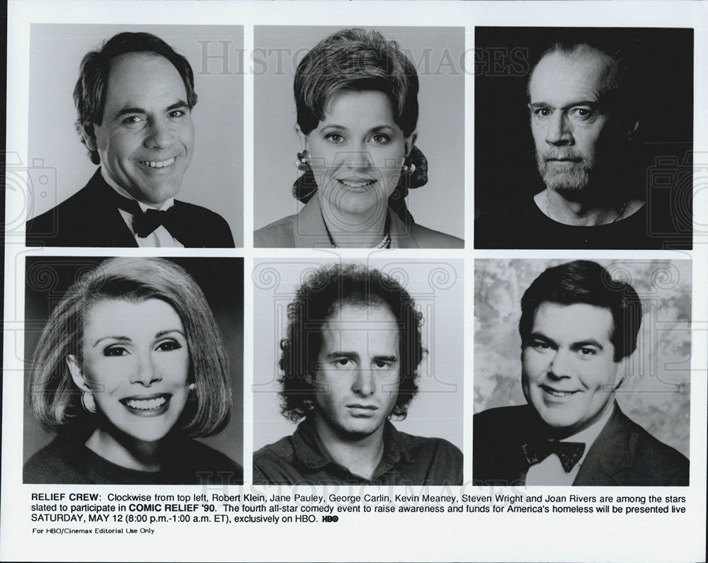 Press Photo Robert King Jane Pauley George Carlin Kevin Meaney Steven Wright HBO - Historic Images