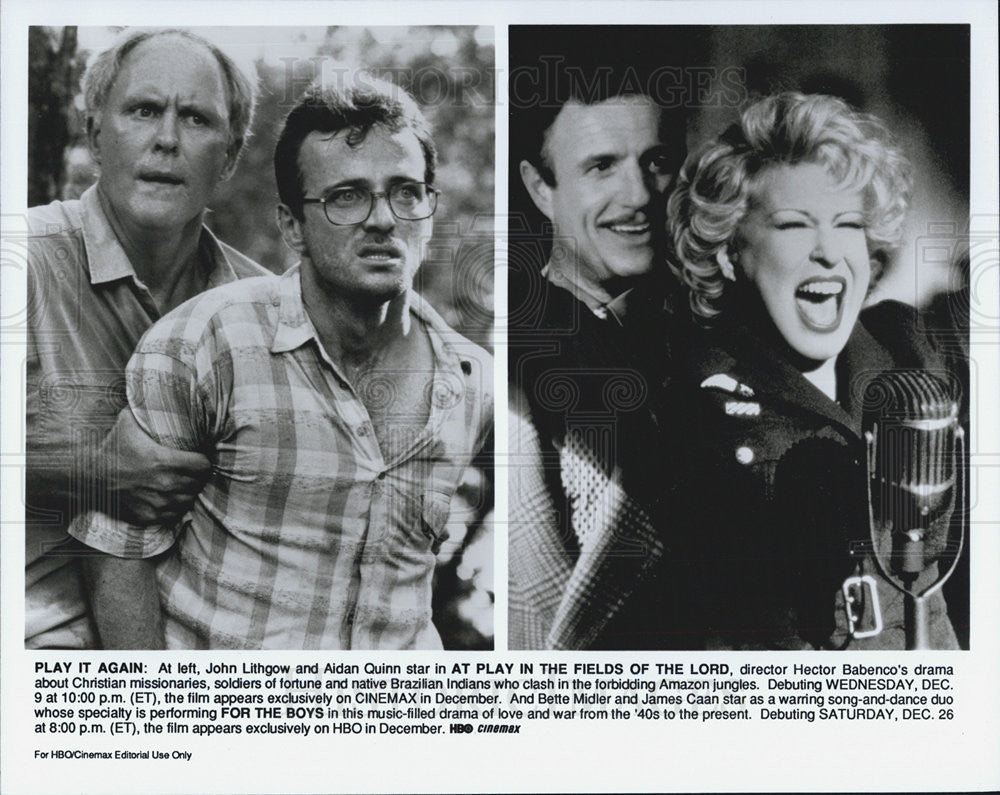 Press Photo Actor John Lithgow, Aidan Quinn and Actress Bette Midler - Historic Images