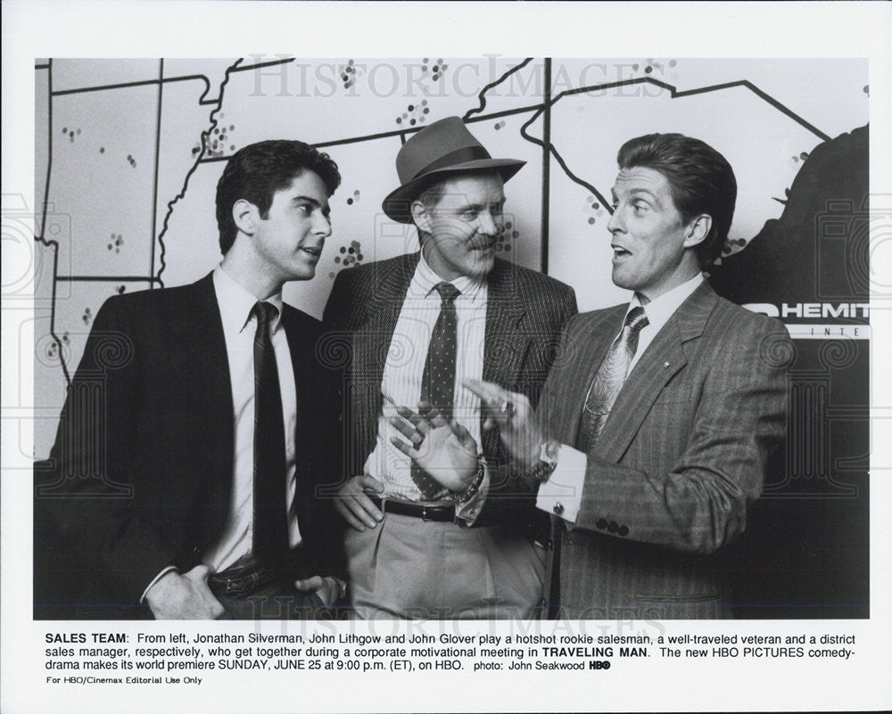 Press Photo Jonathan Silverman, John Lithgow &amp; John Glover star in Traveling Man - Historic Images