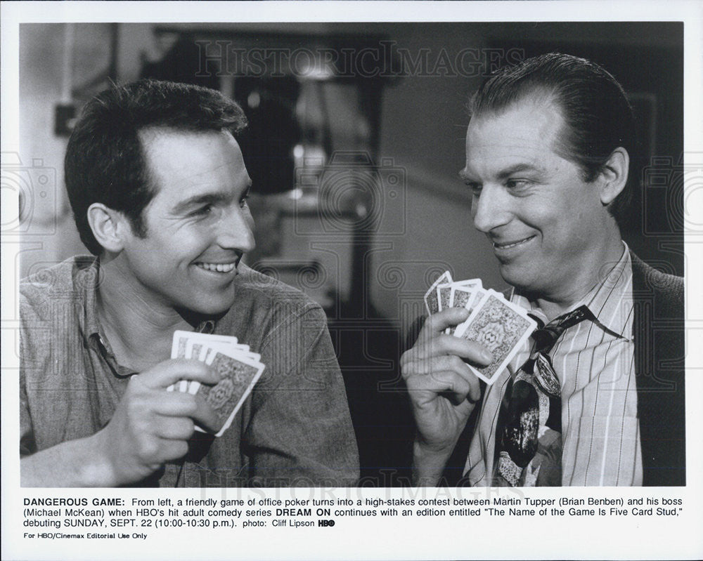 Press Photo Brian Benben Michael McKean HBO Adult Comedy Series Dream On - Historic Images