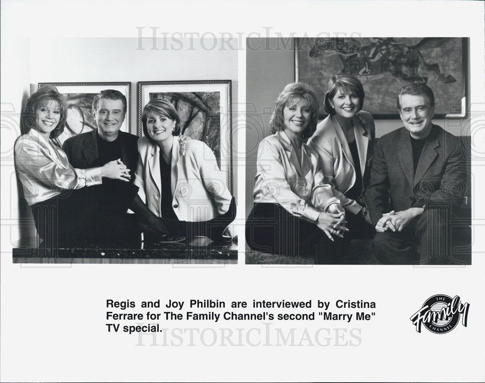 Press Photo Regis and Joy Philbin interviewed by Cristina Ferrare in  &quot;Marry Me&quot; - Historic Images