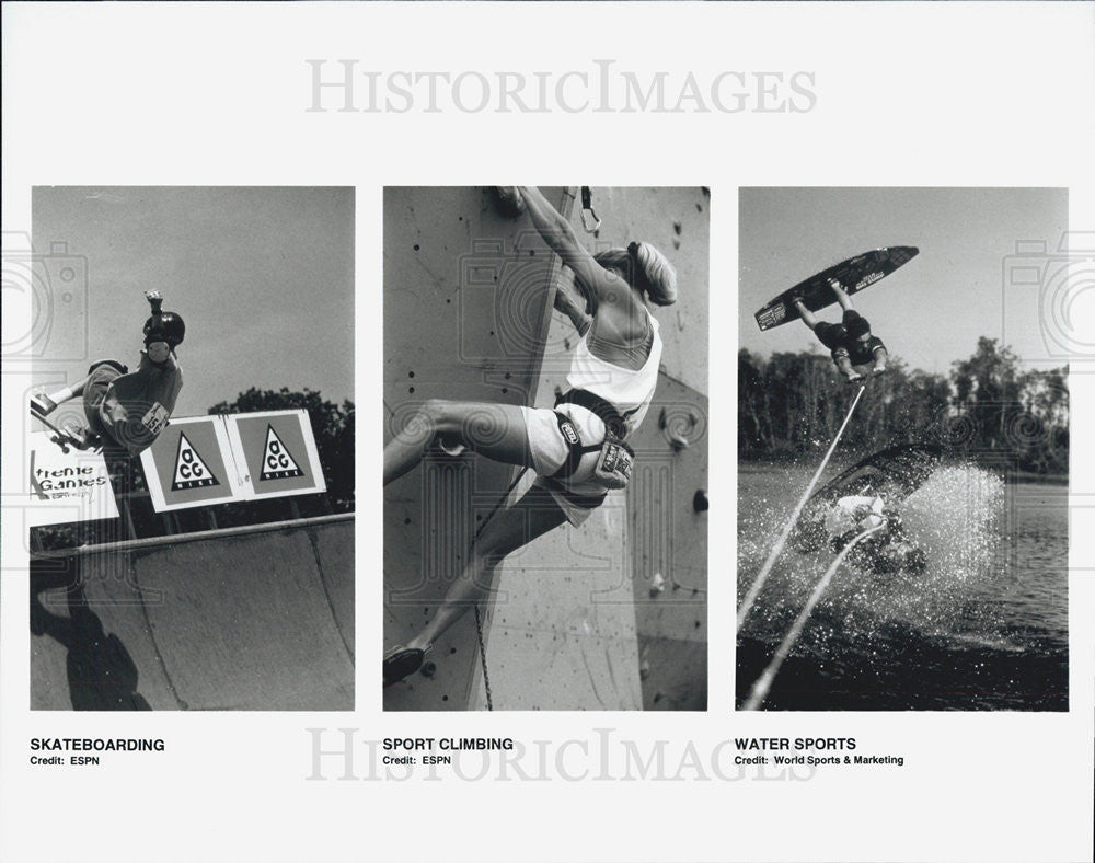 Press Photo Skateboarding, Sport Climbing, and Watersports - Historic Images