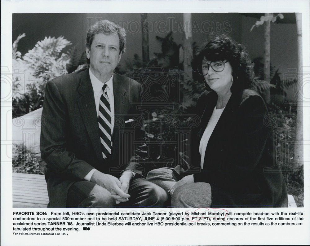 1988 Press Photo Michael Murphy and journalist Linda Ellerbee - Historic Images