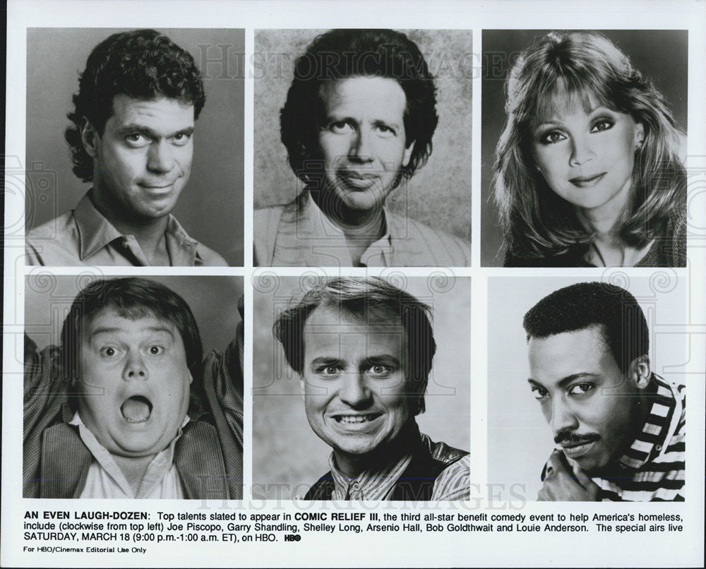 Press Photo Comedians Joe Piscopo,Garry Shandling,Shelley Long,Arsenio Hall - Historic Images