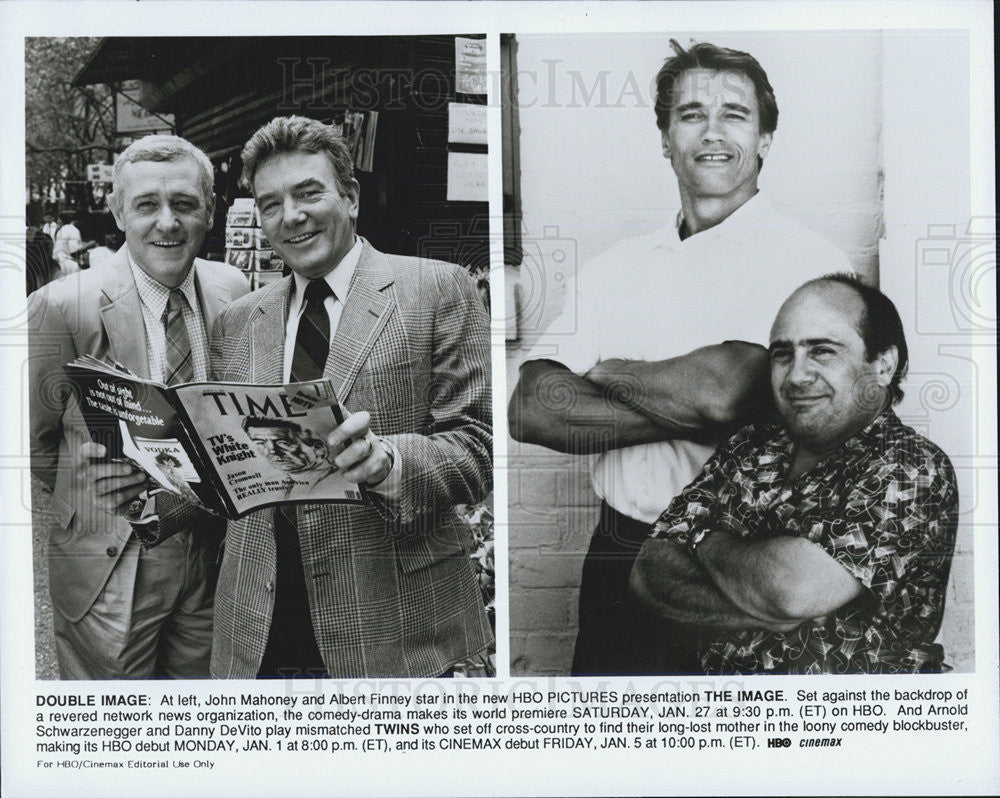 Press Photo Actors John Mahoney,Albert Finney,Danny deVito,Arnold Schwarznegger - Historic Images