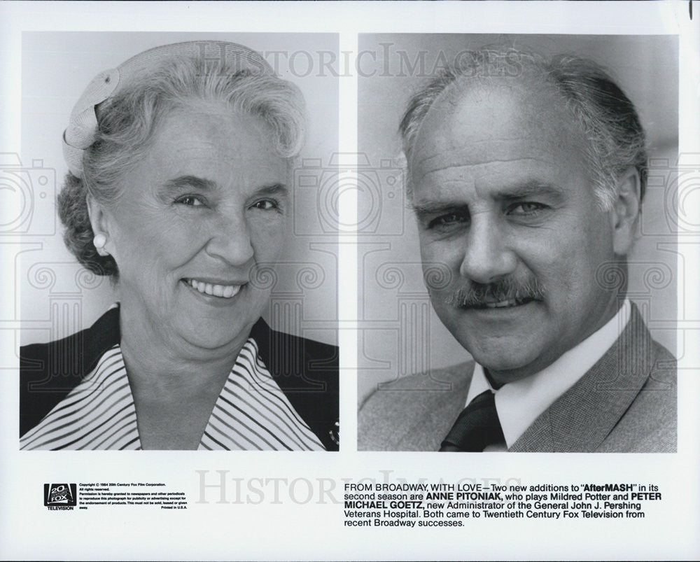 1984 Press Photo Anne Pitoniak and Peter Michael Goetz in &quot;AfterMash&quot; - Historic Images