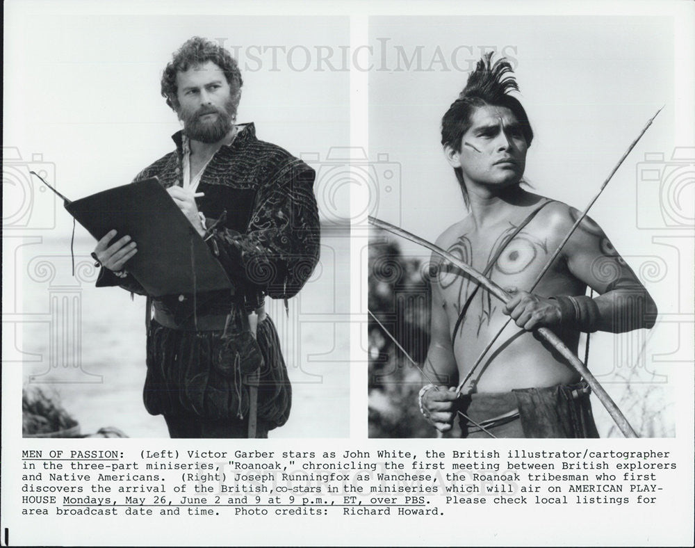 Press Photo Victor Garber and Joseph Runningfox in &quot;Roanoak&quot; - Historic Images