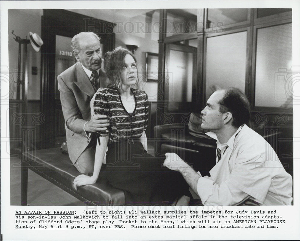 Press Photo Eli Wallach, Judy Davis, John Malkovich in &quot;Rocket to the Moon&quot; - Historic Images