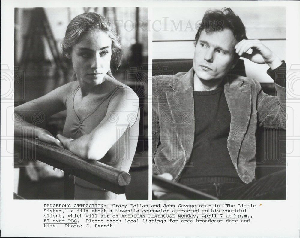 Press Photo Tracy Pollan and John Savage in "The Little Sister" on PBS - Historic Images