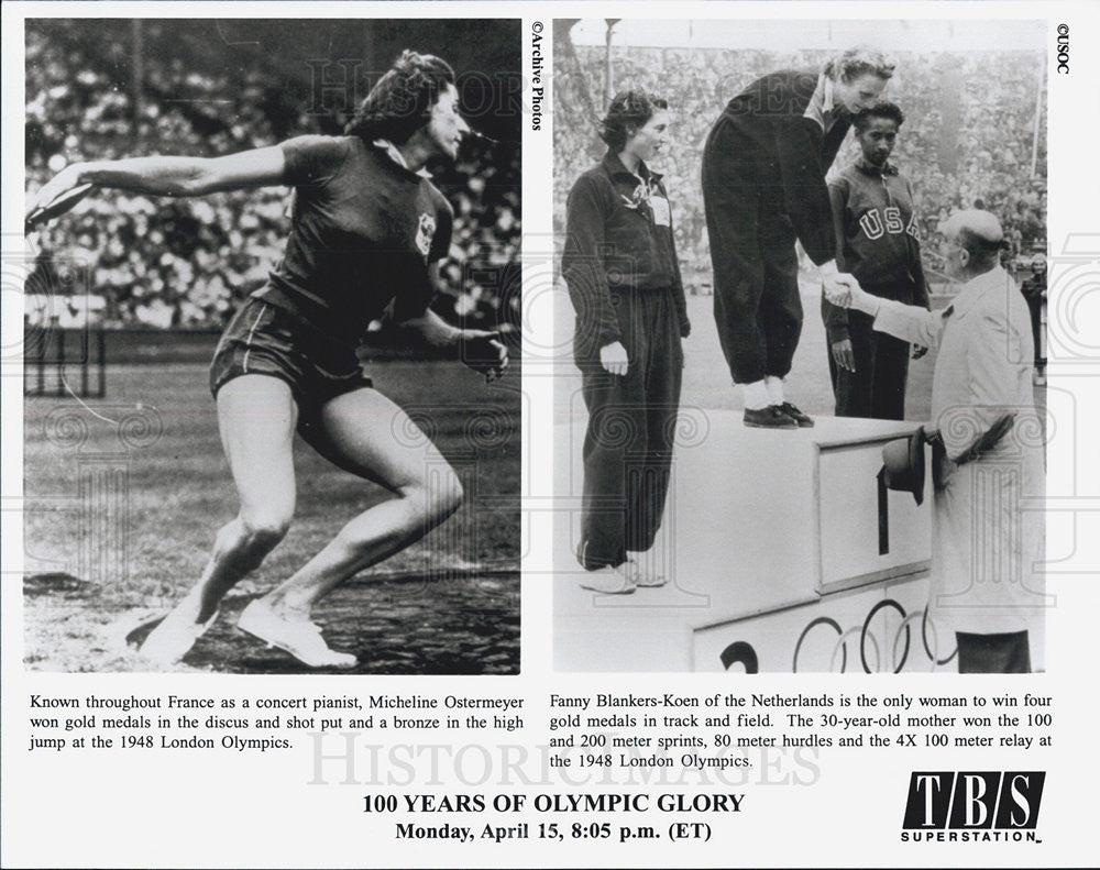 Press Copy Photo of Micheline Oystermyer &amp; Fanny Blakers-Koen at 1948 Olympics - Historic Images