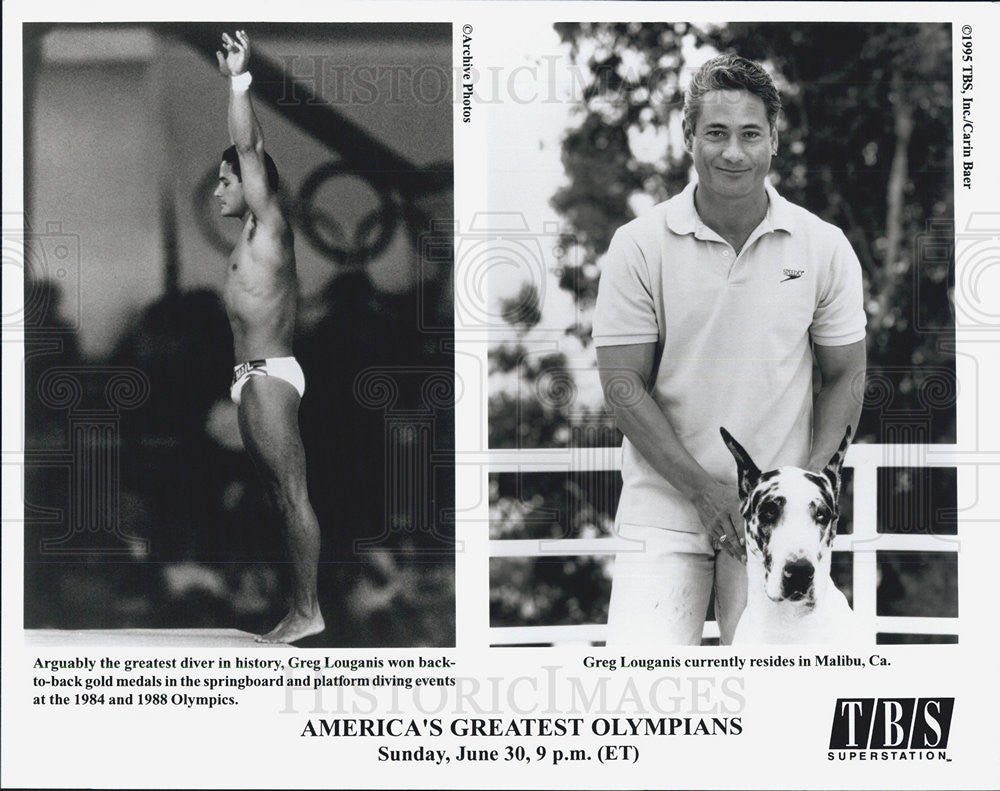 Press Photo Greg Louganis Olympic diver on TBS TV. - Historic Images