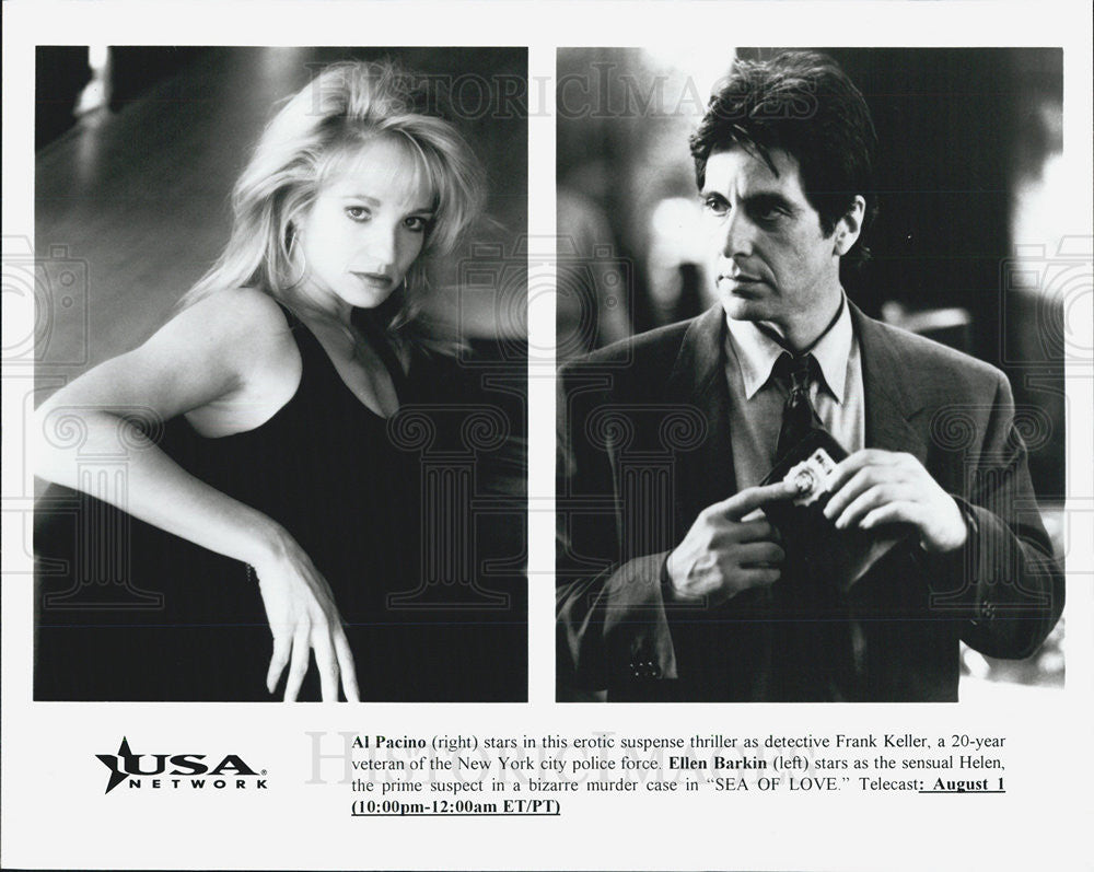 Press Photo Actors Al Pacino & Ellen Barkin  in "Sea of Love" - Historic Images