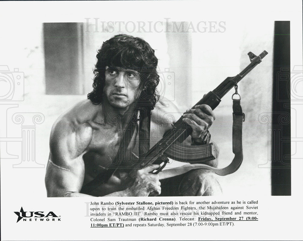 1988 Press Photo Sylvester Stallone in &quot;Rambo III.&quot; - Historic Images