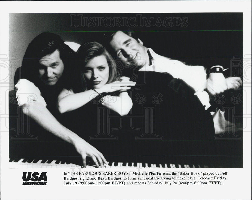 1989 Press Photo Michelle Pfeiffer, Jeff Bridges &amp; Beau Bridges in &quot;The Fabulous - Historic Images