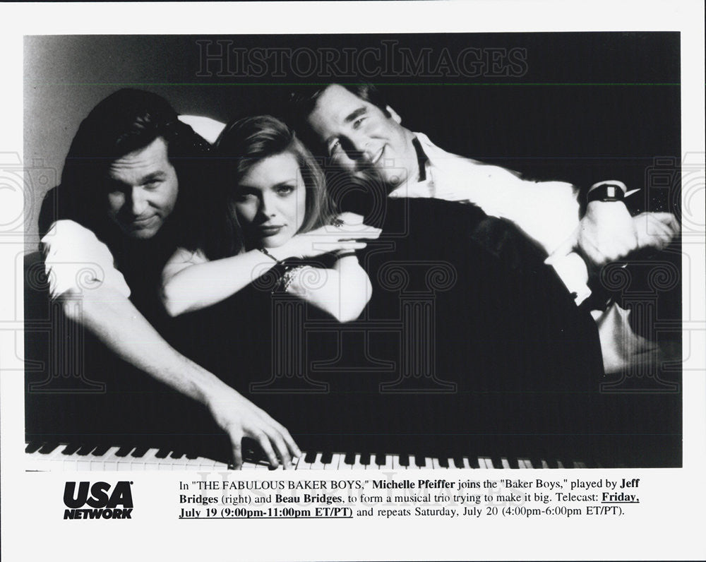 1989 Press Photo Michelle Pfeiffer, Jeff and Beau Bridges in The Fabulous Baker - Historic Images