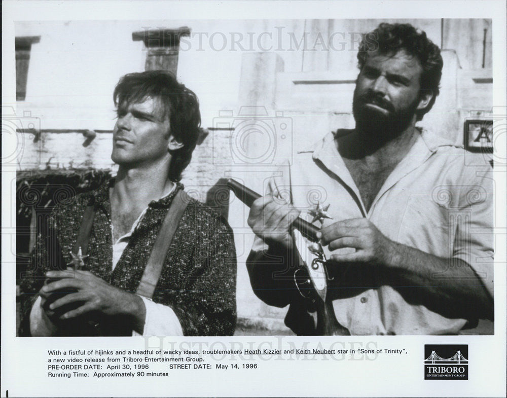 1996 Press Photo Heath Kizzier &amp; Keith Neubert in &quot;Sons of Trinity.&quot; - Historic Images