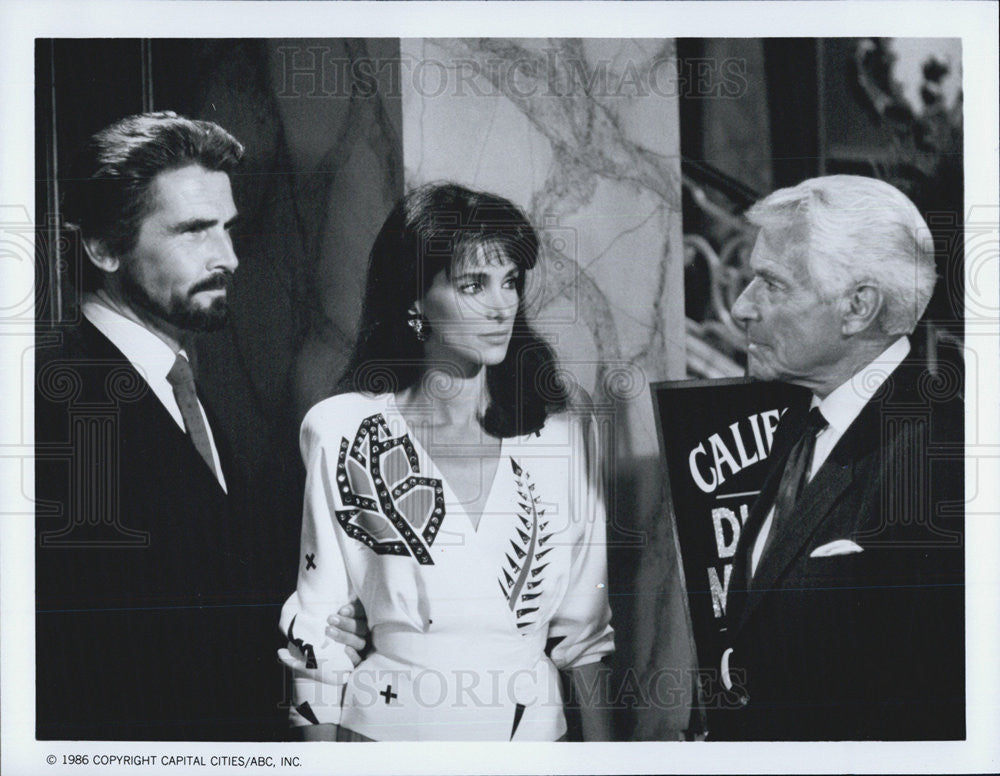 1986 Press Photo Actor James Brolin, Connie Selleca and Efrem Zimbalist Jr - Historic Images