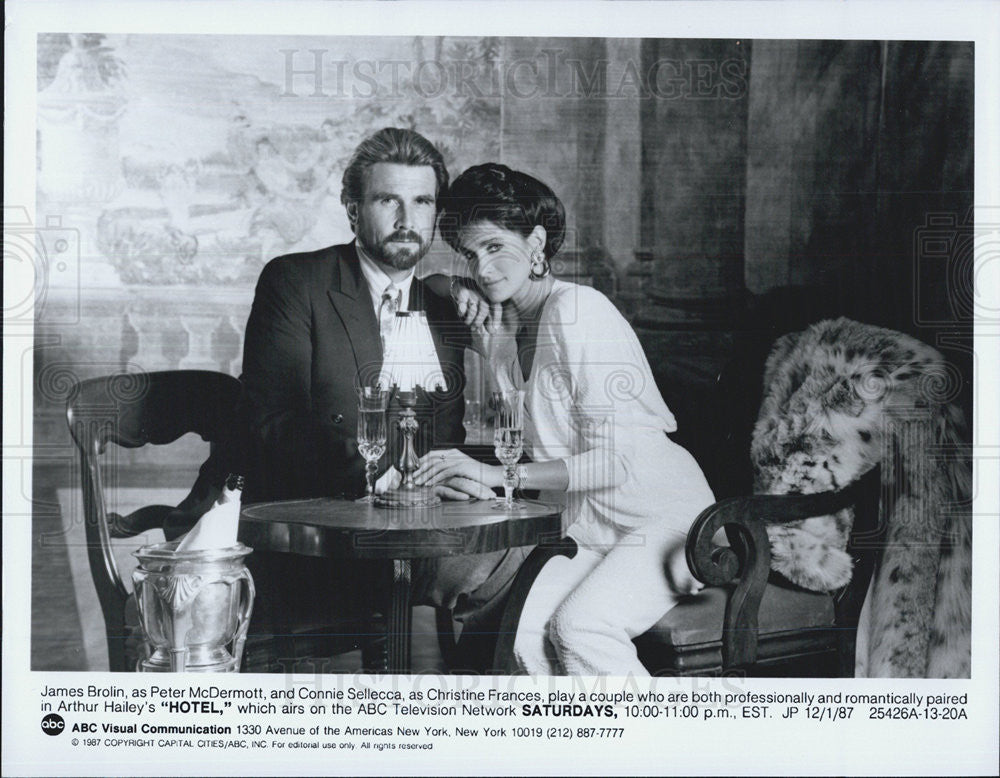 1987 Press Photo James Brolin, Connie Sellecca, Hotel - Historic Images