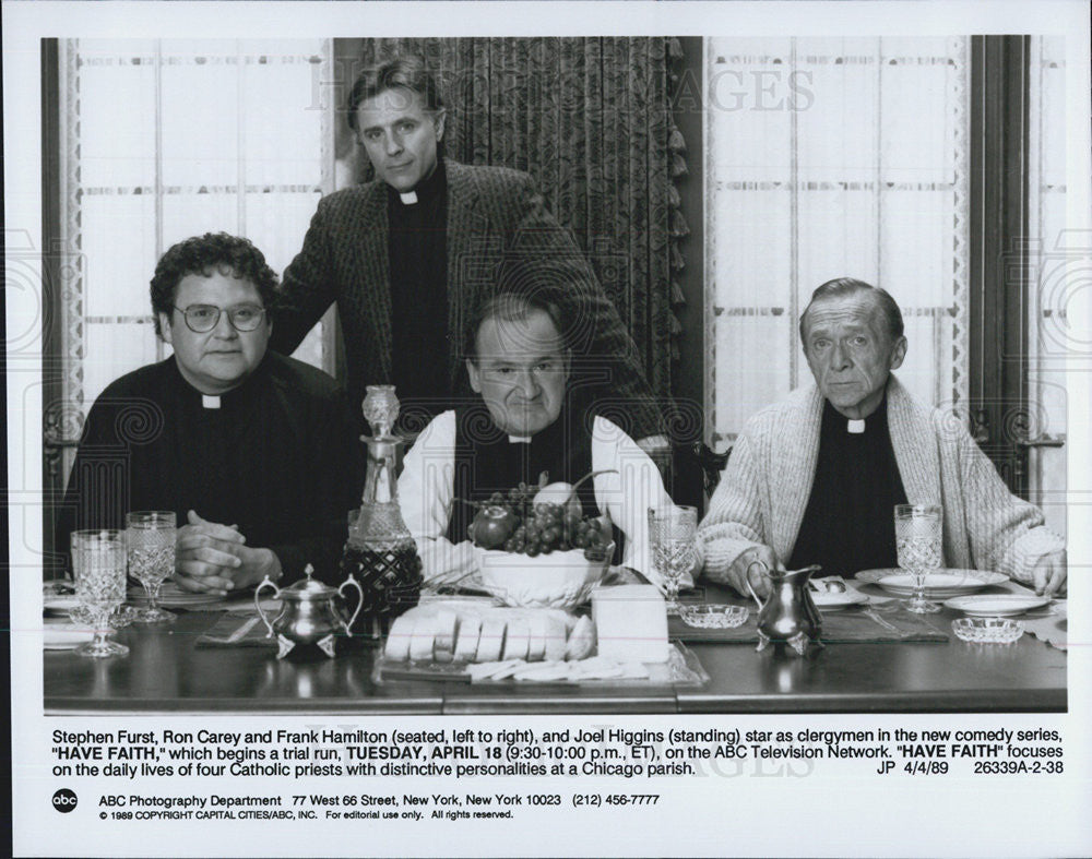 1989 Press Photo Stephen Furst Ron Carey Frank Hamilton Joel Higgins Have Faith - Historic Images