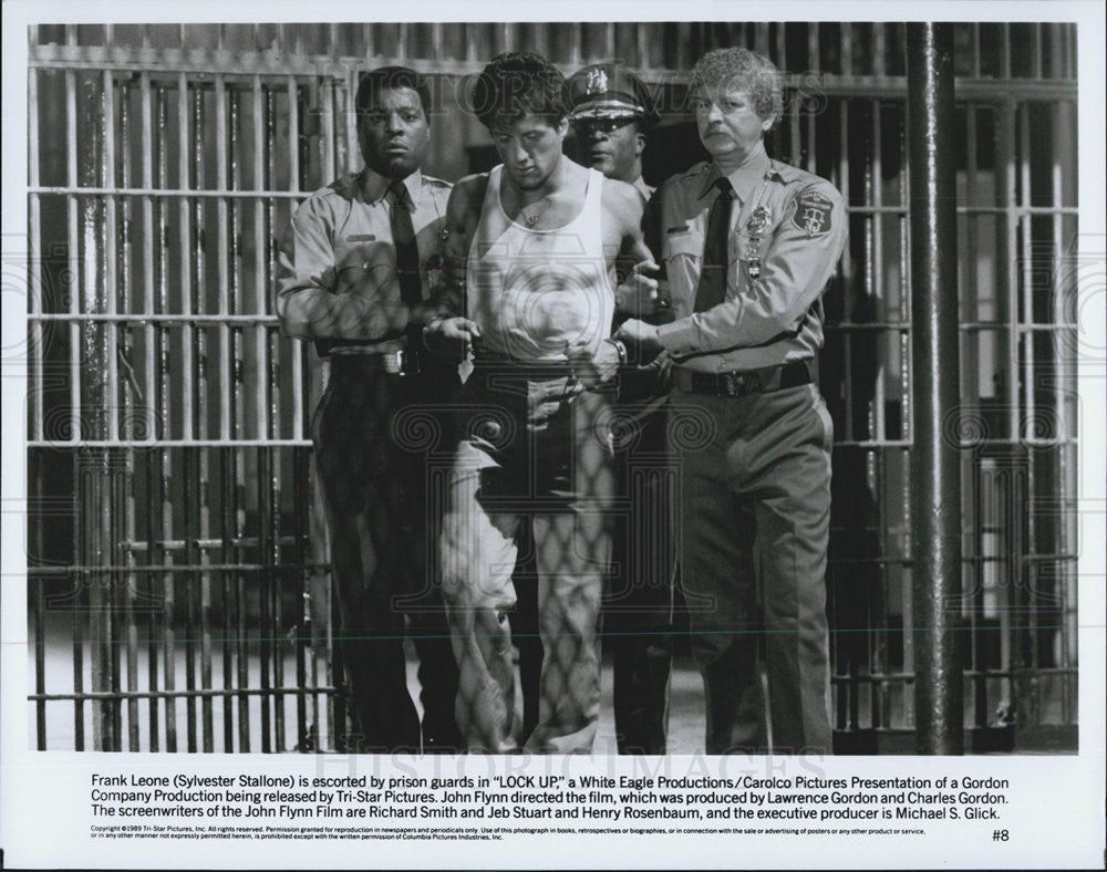 1989 Press Photo Scene From Movie Lock Up, Actor Sylvester Stalone - Historic Images