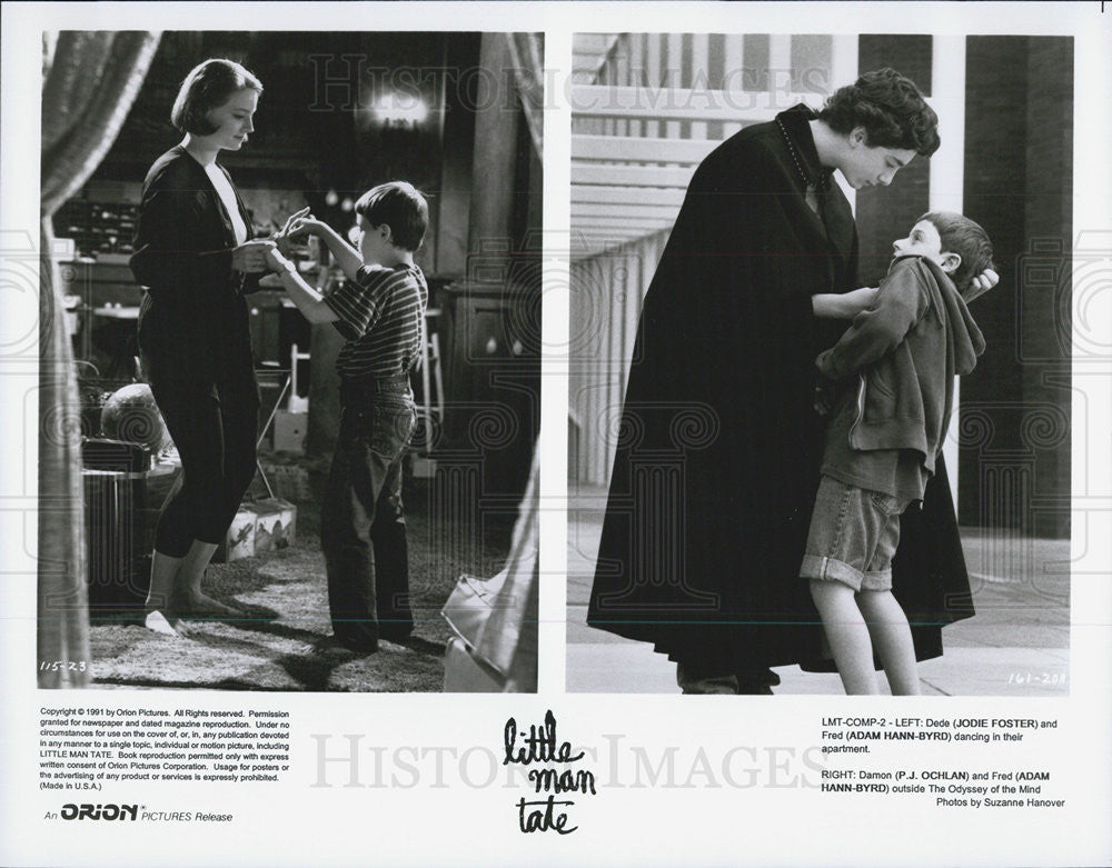 1991 Press Photo Actors Jodie Foster Adam Hann-Byrd PJ Ochlan &quot;Little Man Tate&quot; - Historic Images