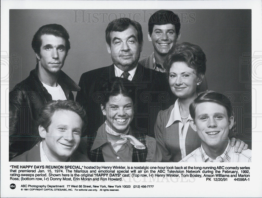 1991 Press Photo Henry Winkler, Tom Bosley, Anson Williams, Marion Ross - Historic Images