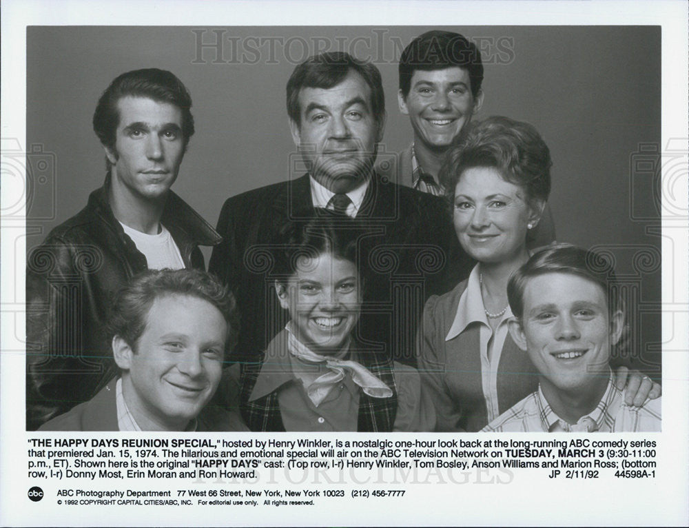 1992 Press Photo Henry Winkler, Tom Bosley, Anson Williams, Marion Ross - Historic Images