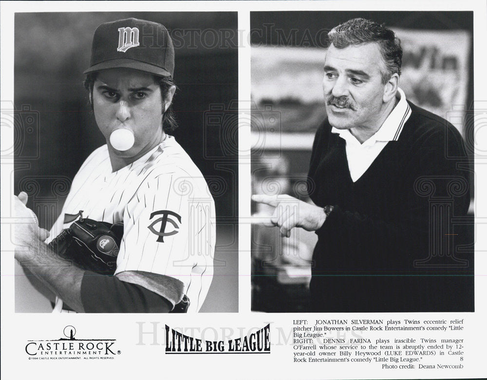 1994 Press Photo Actor Jonathan Silverman, Dennis Farina in Little Big League - Historic Images