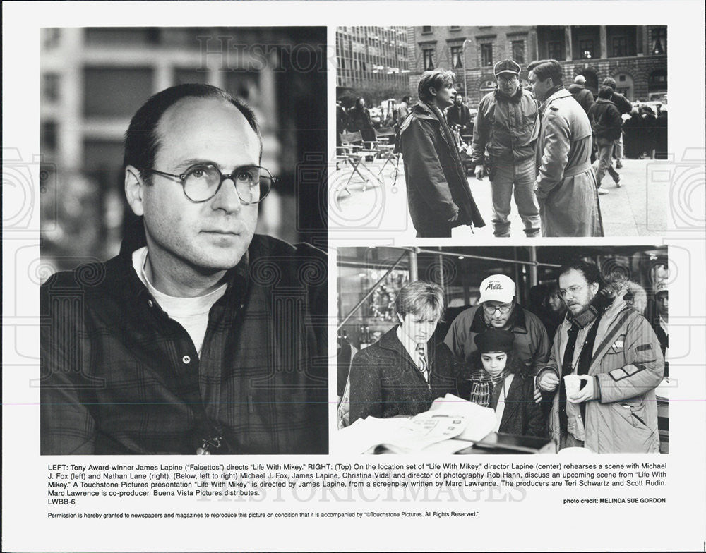 Press Photo James Lapine, Michael J Fox, Nathan Lane - Historic Images