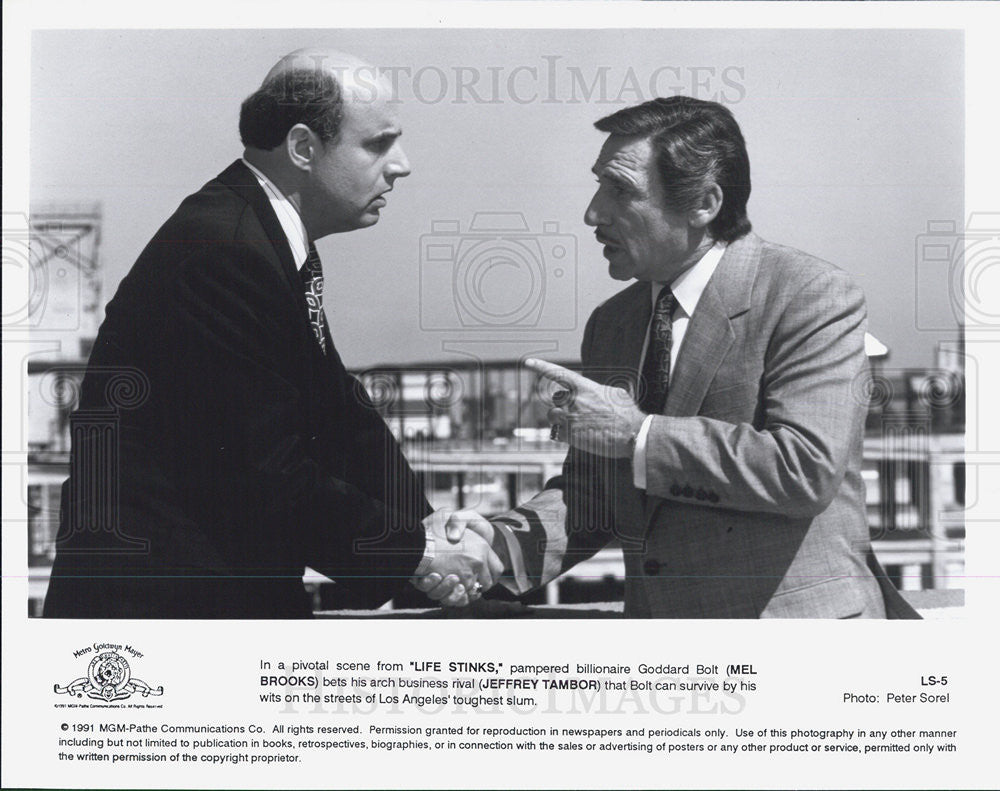 1991 Press Photo Mel Brooks, Jeffrey Tambor, Life Stinks - Historic Images