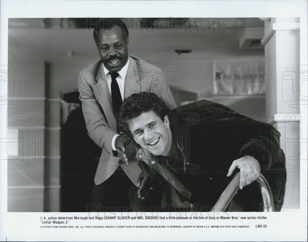 1988 Press Photo Danny Glover, Mel Gibson, Lethal Weapon 2 - Historic Images