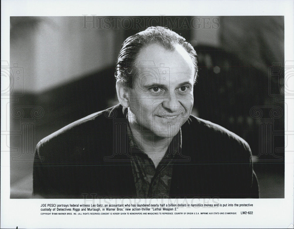 1989 Press Photo Joe Pesci, Lethal Weapon 2 - Historic Images