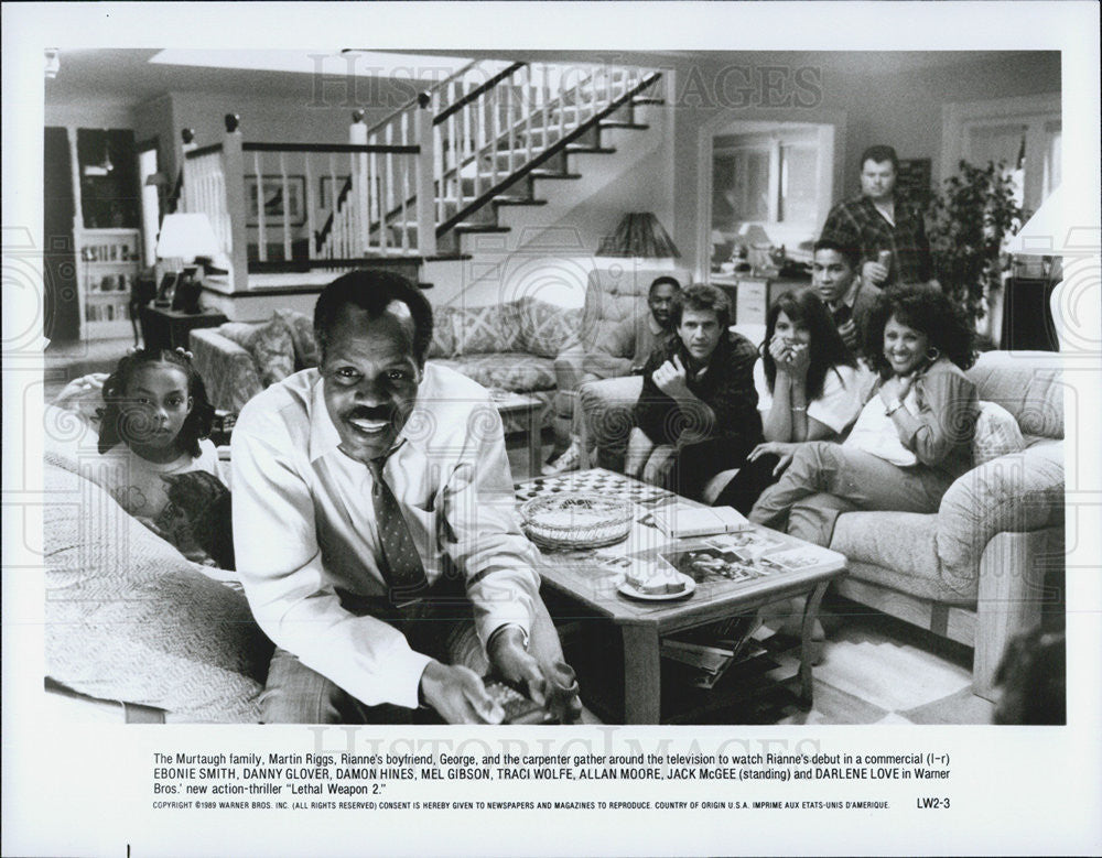 1989 Press Photo Danny Glover, Mel Gibson, Ebonie Smith, Lethal Weapon 2 - Historic Images