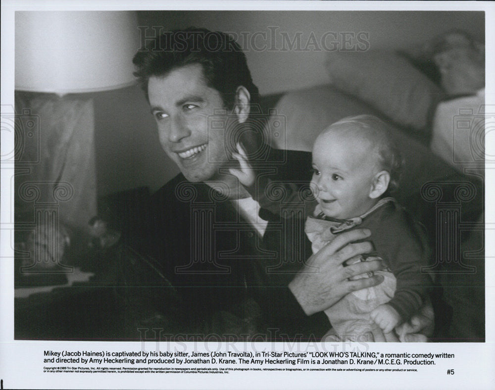 1993 Press Photo Baby Jacob Haines plays Mikey and John Travolta plays James - Historic Images